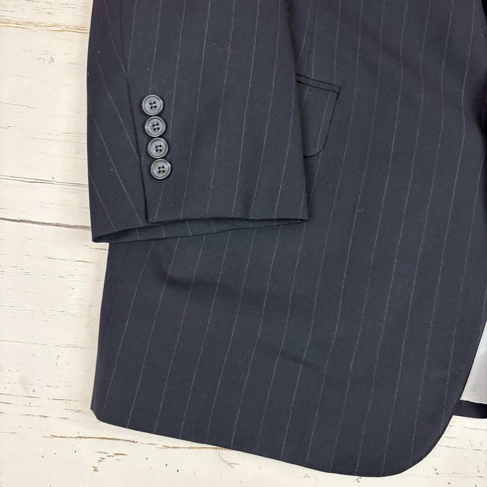 Paul Stuart Suit Mens Navy Pinstripe Wool 2 Pc Tailored In USA Lined Classic - Picture 5 of 16